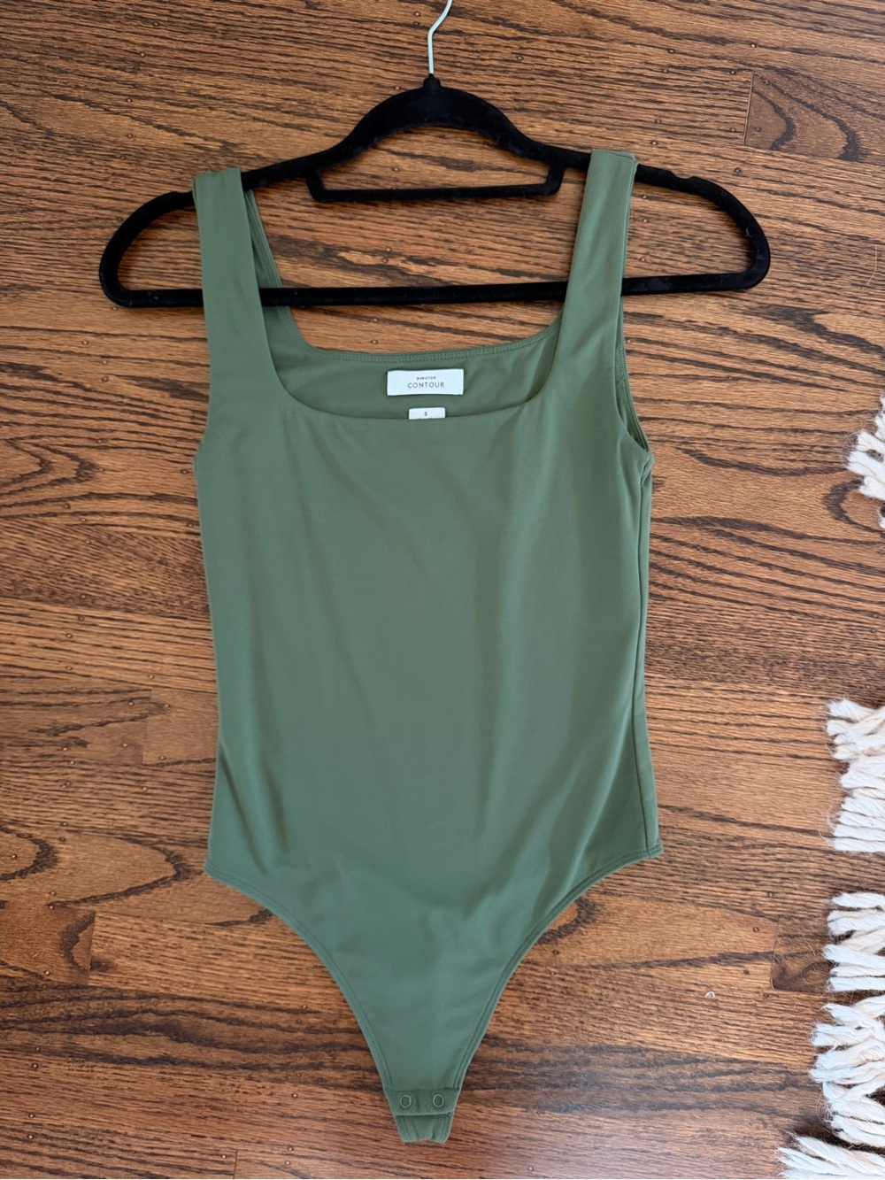 Babaton Olive Green Scoop Neck Bodysuit